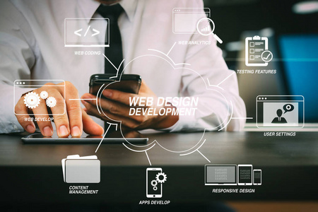 在虚拟图中开发具有网站设计的编程和编码技术.