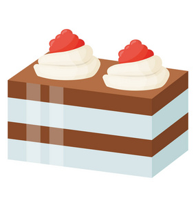 软巧克力蛋糕配奶油奶油和调味汁, 香草巧克力糕点图标