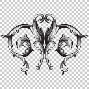 孤立的白色背景上的金色巴洛克风格分离角点缀在巴洛克风格无缝模式 d