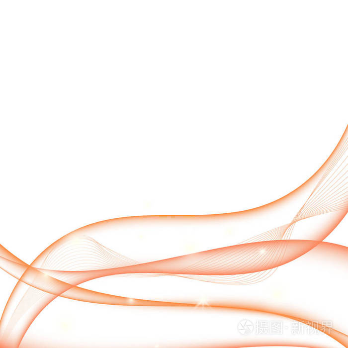 在白色背景上的波橙透明抽象与复制空间, 矢量插图 eps10
