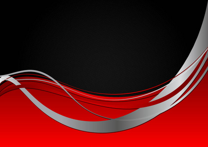 红色和黑色抽象波浪墙纸与拷贝空间。矢量插图