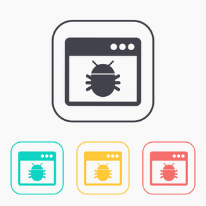 应用程序 bug 平面图标。矢量恶意软件图