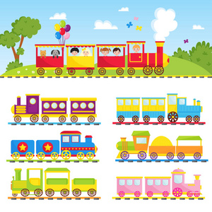 游戏的礼物孩子火车矢量旅游铁路运输玩具机车插画