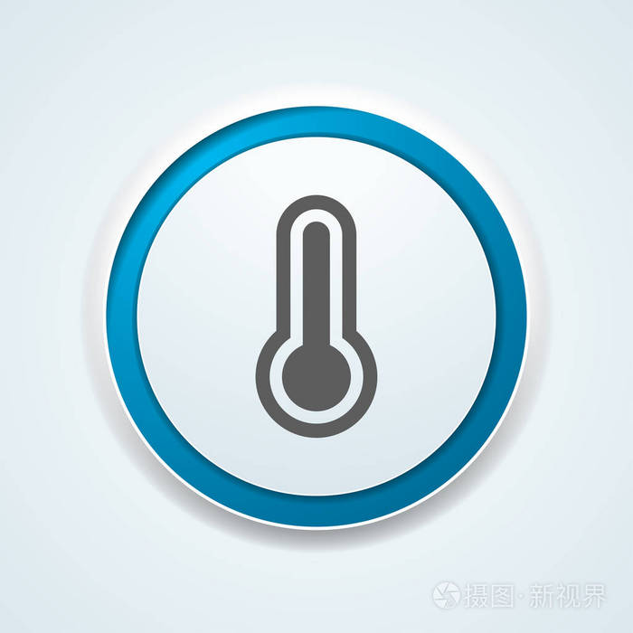 白色背景蓝色圆圈中的温度按钮
