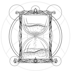 沙漏图沙漏的黑白插图照片