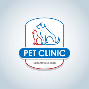 矢量标志设计模板的宠物商店, 兽医诊所和动物收容所无家可归。与猫和狗隔离的矢量徽标模板