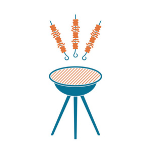 烤烤肉串图标。矢量图案