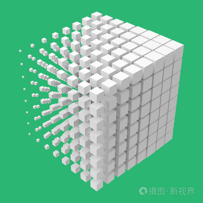 更大的立方体溶解到更小的立方体插画 正版商用图片0qegb0 摄图新视界