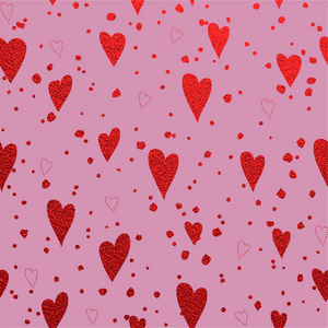 桃红色背景上的五彩纸屑。.情人节心, 包装, 墙纸, 纺织, 请柬, 婚宴贺卡浪漫贺卡