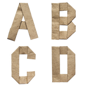 天然生态纸天然棕色折纸折叠工艺生态纸字母 (abc) 字母和数字 a, b