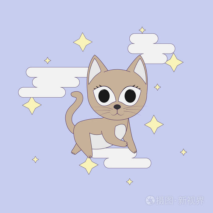 卡通图像的矢量, 可爱的不同的猫.平面设计.宠物. 矢量插图