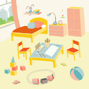 儿童游戏室的扁平风格.手绘卡通插图白色背景.婴儿沐浴设计元素照片