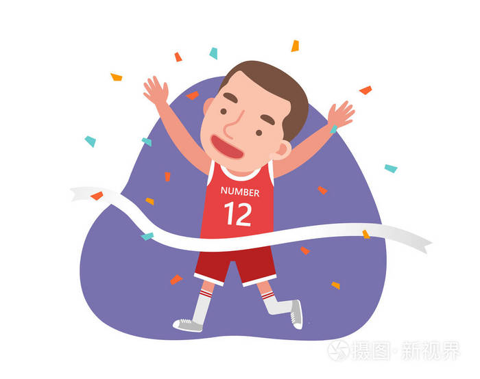 跑过终点线的赛跑者插画-正版商用图片0qeiyp-摄图新视界