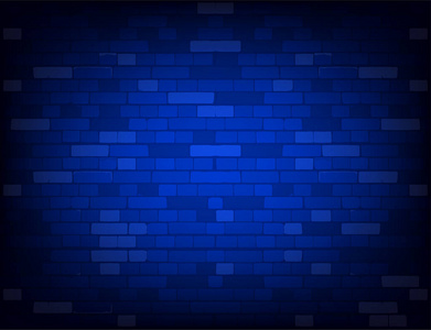深蓝色砖墙。现实向量背景