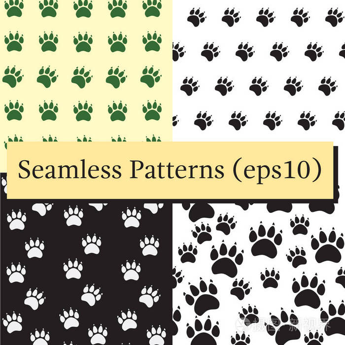 猫或狗爪子无缝模式-矢量动物足迹纹理.矢量图