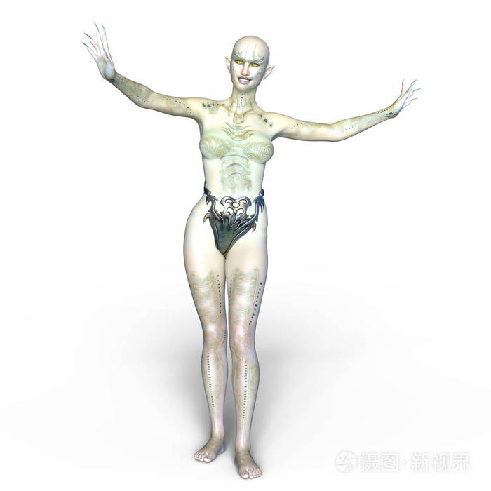 一个女外星人 3d cg 渲染