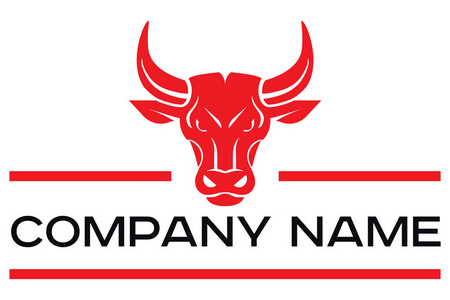 红色公牛头的矢量标志被隔绝在白色背景上照片