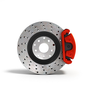 白色背景 3d 图上孤立的汽车盘式制动器汽车机械修理刹车片的特写小狗