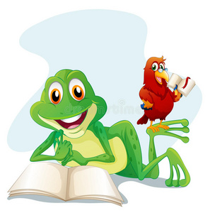 青蛙和鸟在读书