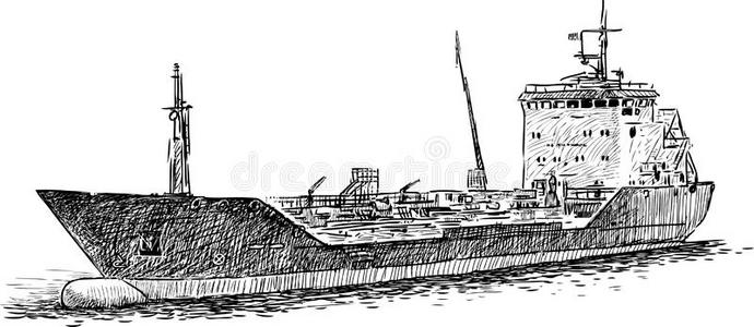 素描油轮前端图片