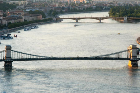 匈牙利布达佩斯日落时分的多瑙河