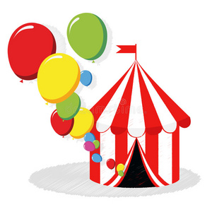 马戏团帐篷和气球矢量