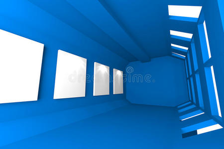 蓝色画廊抽象内部