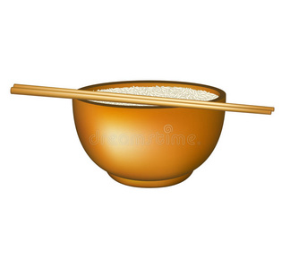 一碗米饭和筷子