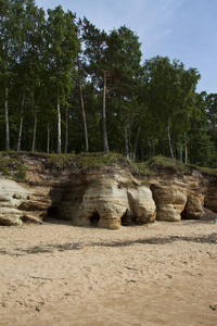 波罗的海附近的砂岩悬崖景观，维德泽姆，拉脱维亚