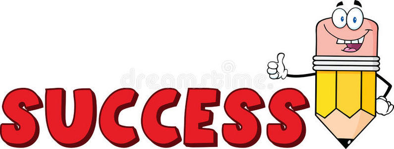 人物大拇指铅笔卡通人物竖起大拇指与文字成功照片