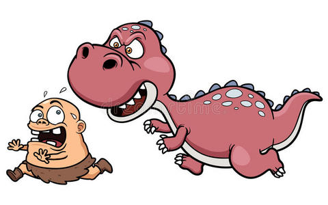 恐龙追逐穴居人照片