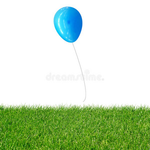 青草飘蓝气球