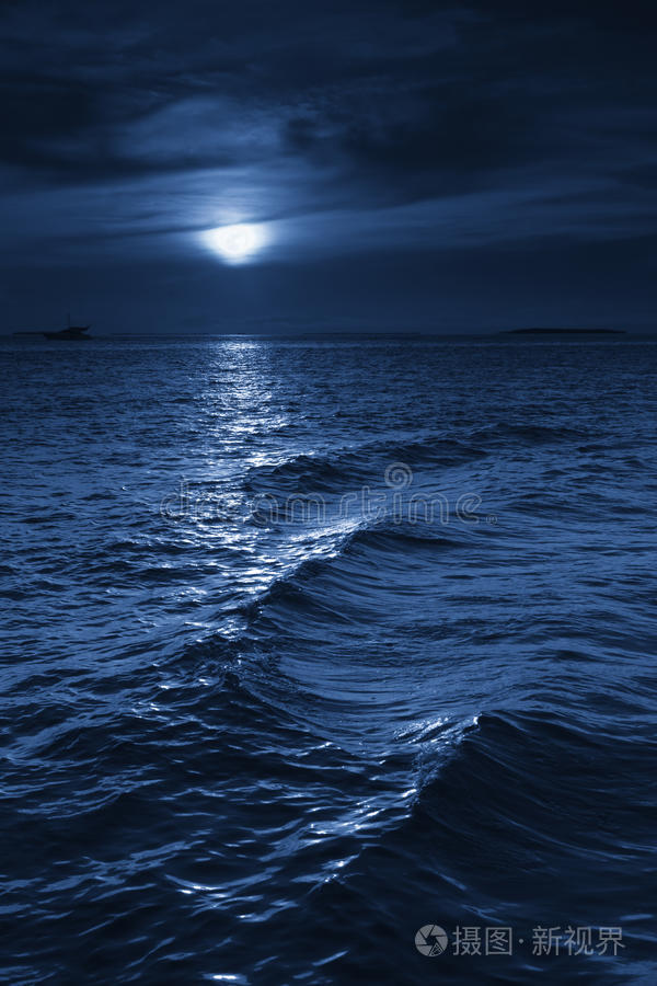 海上黎明景观月光美丽的日出彩色天空背景黄昏的月亮海滩天空反射日落