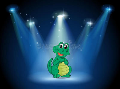 舞台上有聚光灯的小鳄鱼