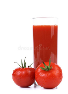 白底西红柿和果汁