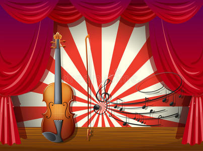 舞台上有音符的小提琴