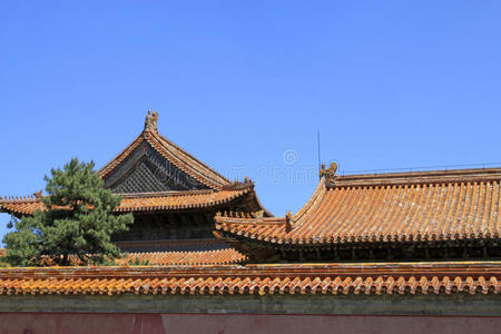 中国清朝东陵的屋顶和墙壁图片