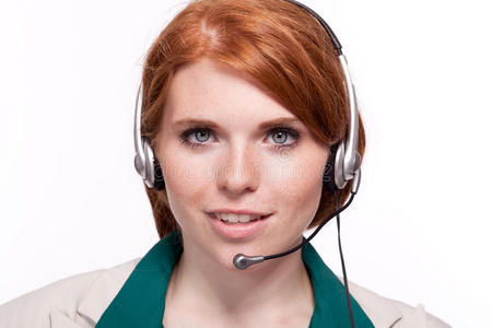 微笑商务女性呼叫中心代理接线员