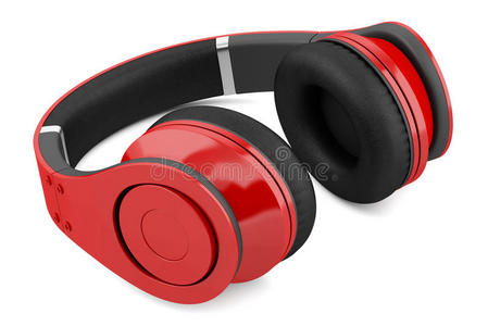 红色和黑色无线耳机，白色隔离