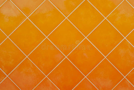 橙色瓷砖光泽马赛克陶器材料背景