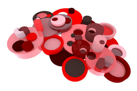 抽象风格的红色三维圆形元素