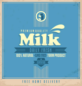 每日新鲜天然牛奶复古海报设计图片