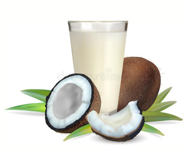 椰子和一杯椰汁