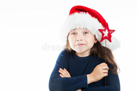 一个撅嘴的圣诞小女孩的画像图片