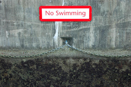 运河墙上没有游泳标志
