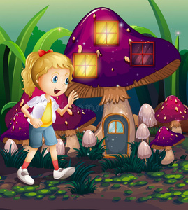 魔法蘑菇屋的一个小女孩