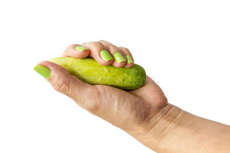 手握黄瓜照片