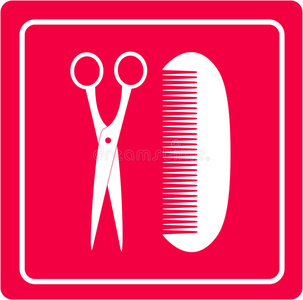 带剪刀和梳子的理发店图标照片
