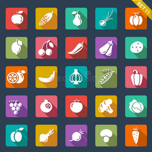 水果和蔬菜图标.平面设计