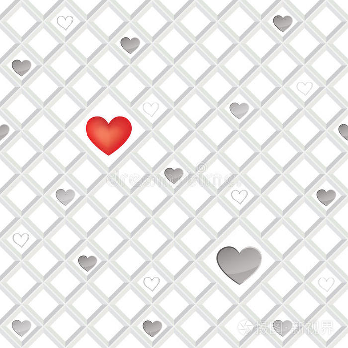 爱与心无缝瓷砖图案。